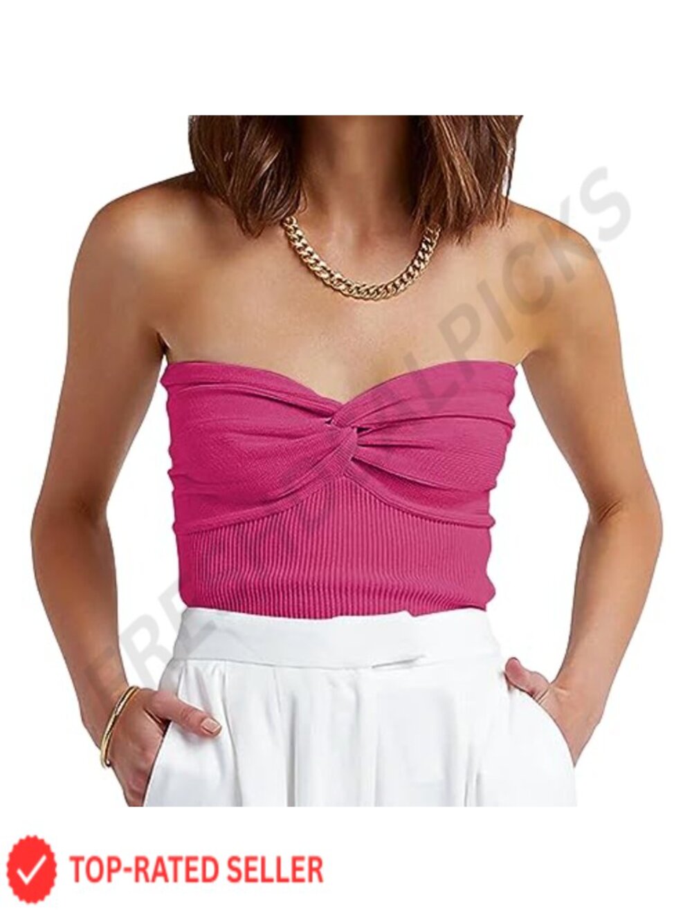 ANRABESS Women's Ribbed Knit Tube Top Strapless Bandeau Cropped Tank